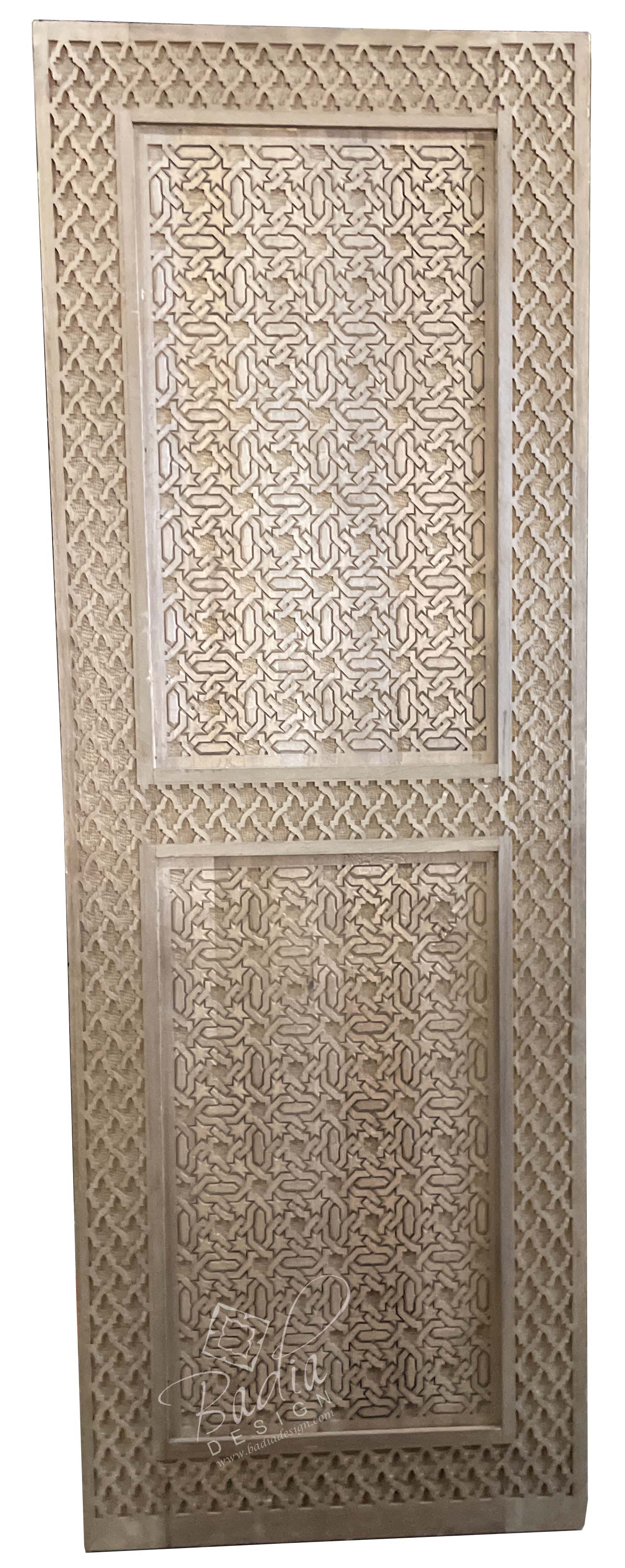 Moroccan Designed Hand Carved Wooden Door