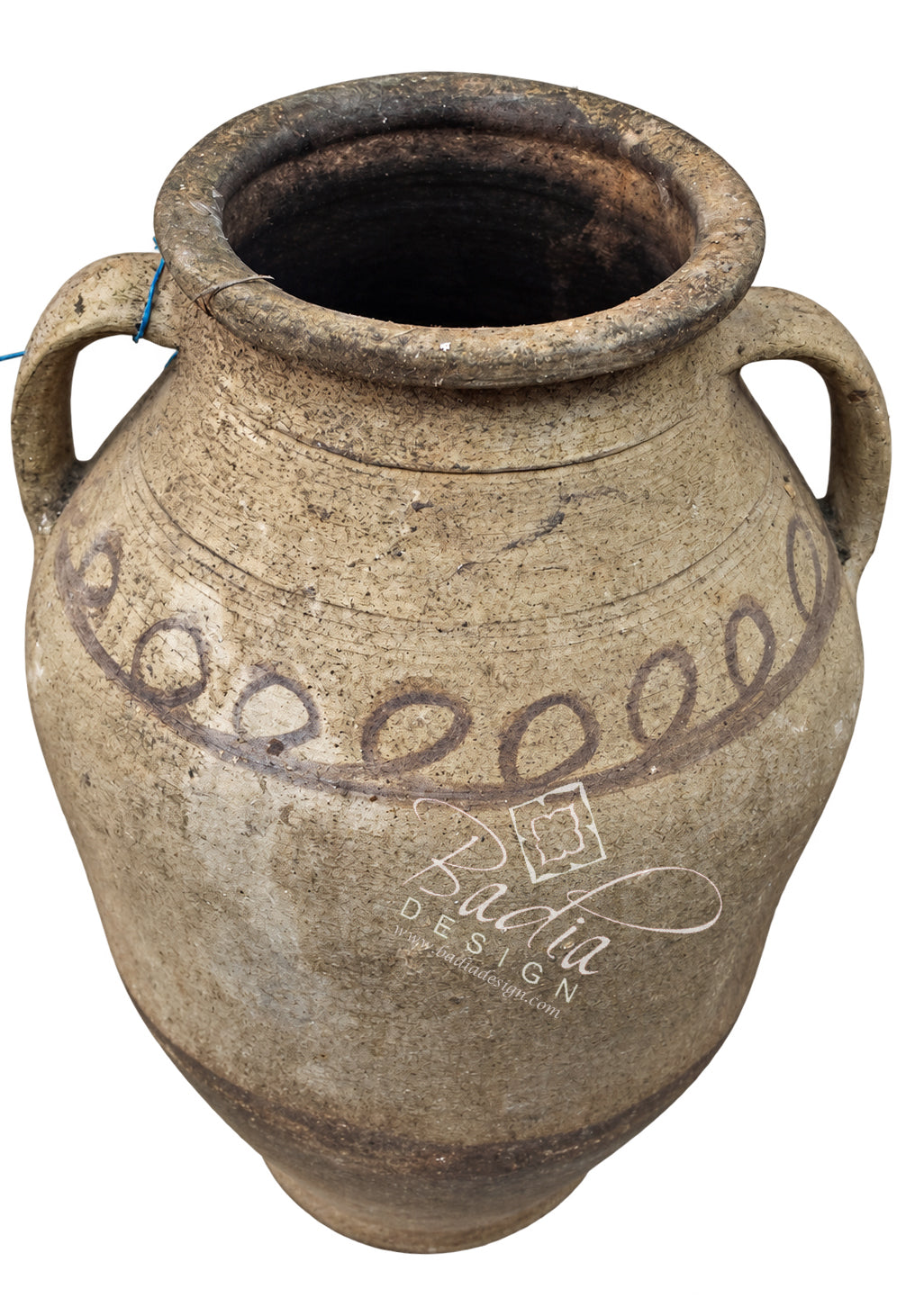 Vintage Moroccan Earthenware Outdoor Planter with Side Handles