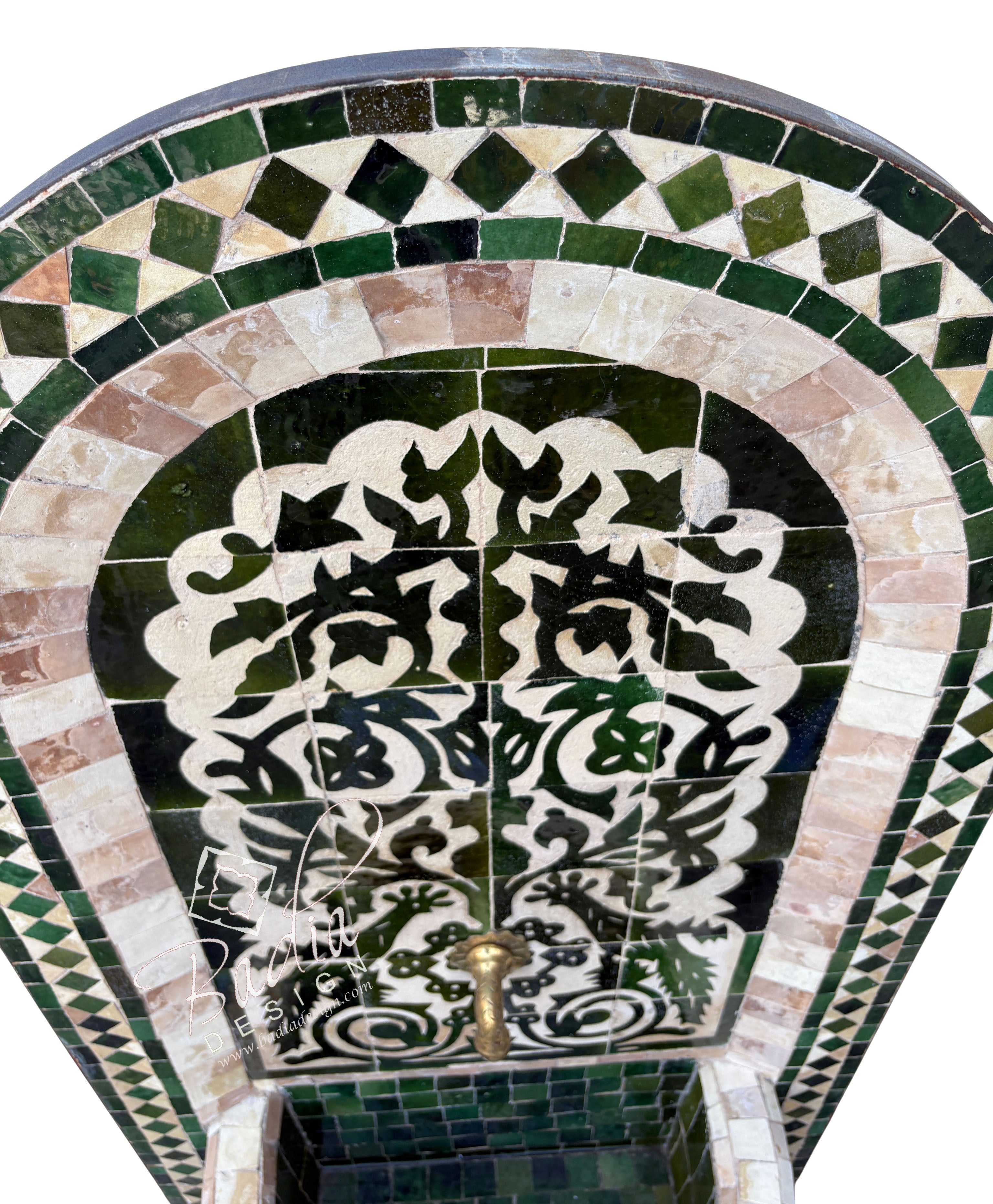 Evergreen and Beige Tile Water Fountain