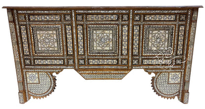 Hand Carved Cedar Mother of Pearl Bone Inlay Executive Desk