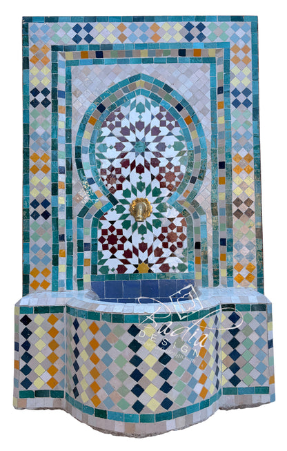 Moroccan Flat Top Multi-Color Zellige Tile Fountain