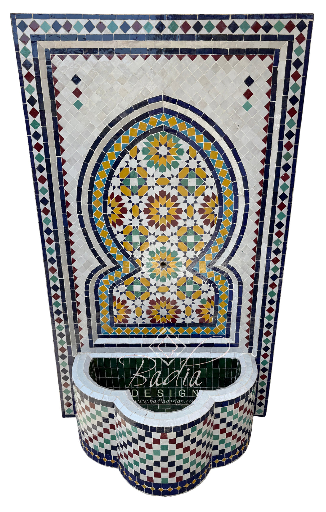 Moroccan Multi-Color Mosaic Tile Water Fountain