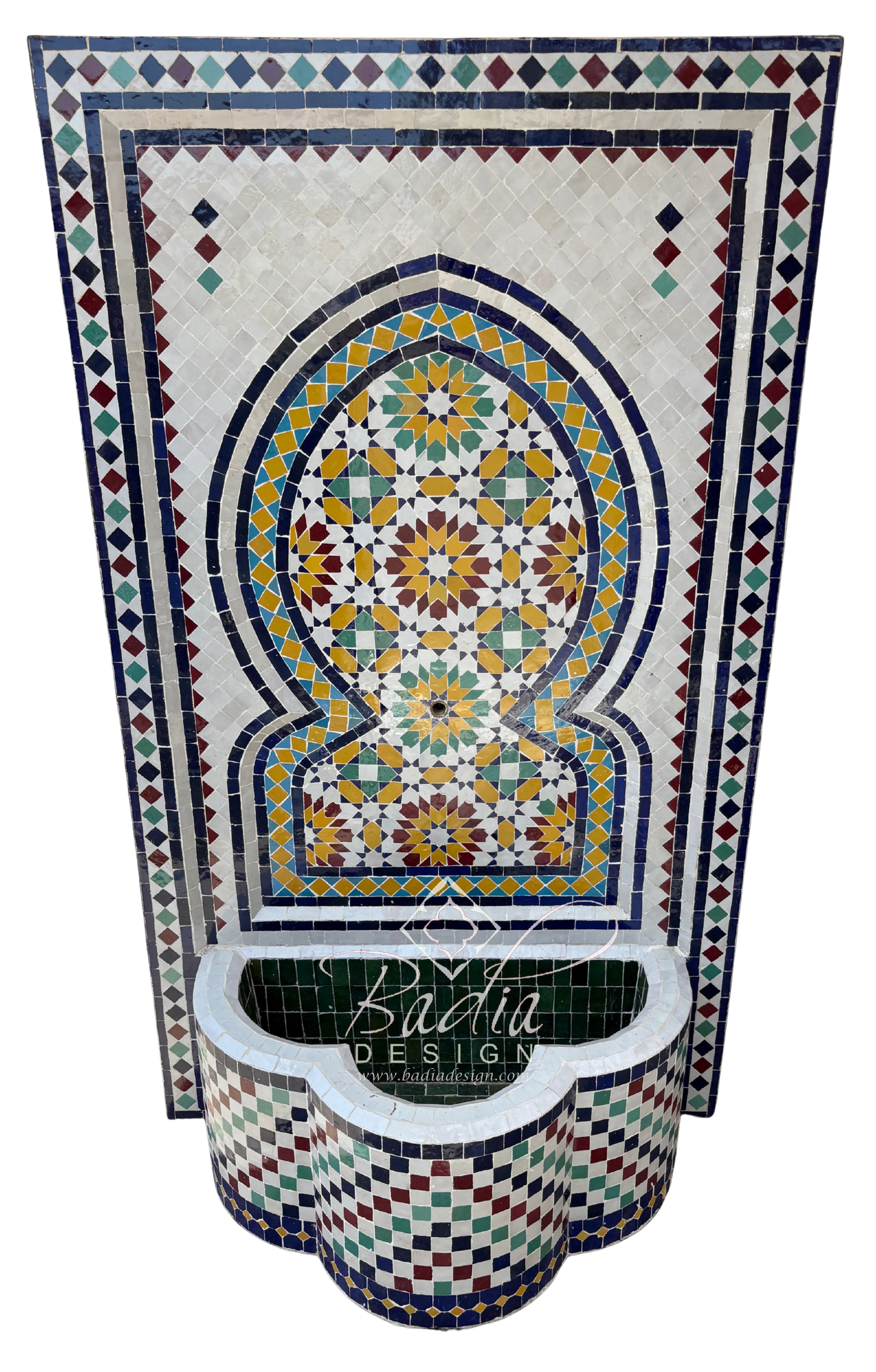 Moroccan Multi-Color Mosaic Tile Water Fountain