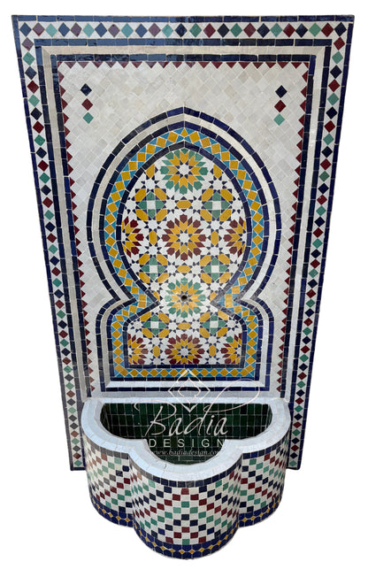 Moroccan Multi-Color Mosaic Tile Water Fountain