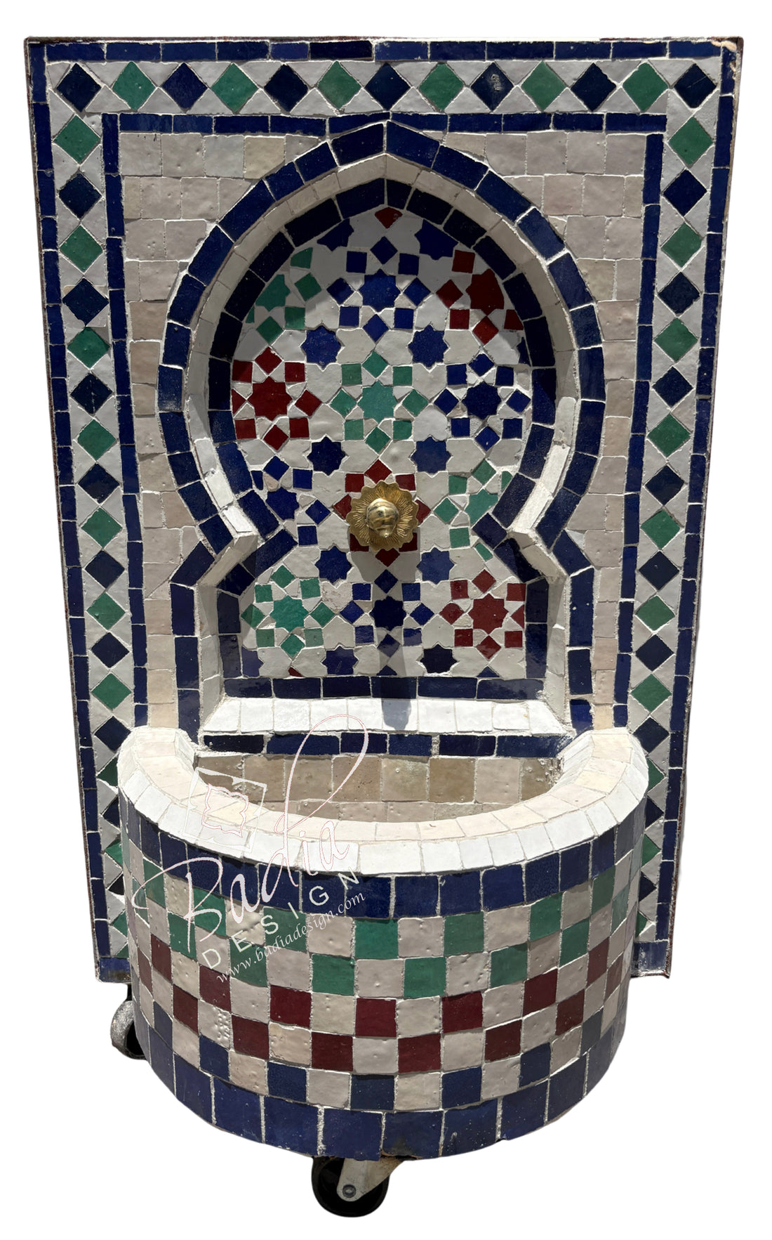 Moroccan Small Multi-Color Tile Water Fountain