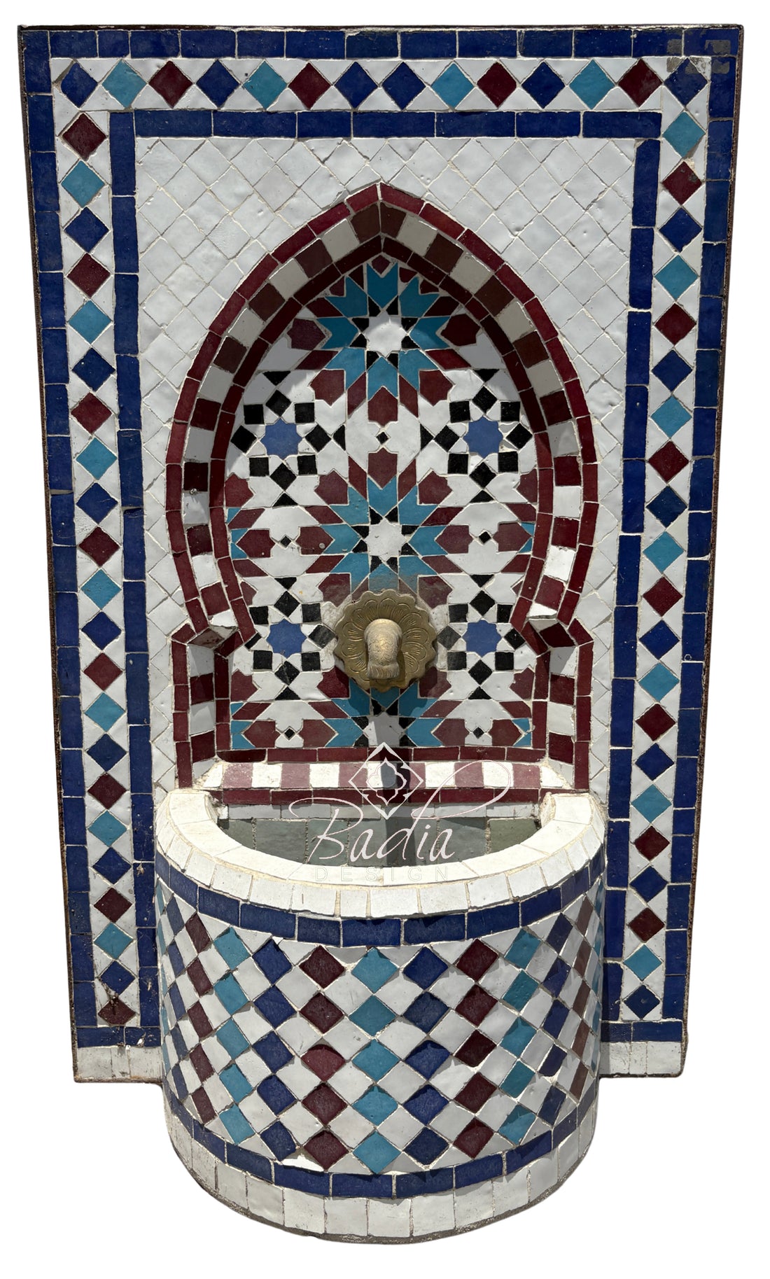 Moroccan Small Multi-Color Tile Water Fountain