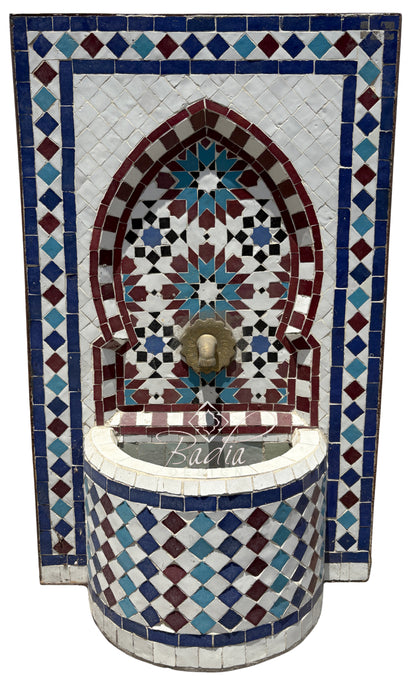 Moroccan Small Multi-Color Tile Water Fountain