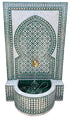 Moroccan Green and White Mosaic Tile Water Fountain