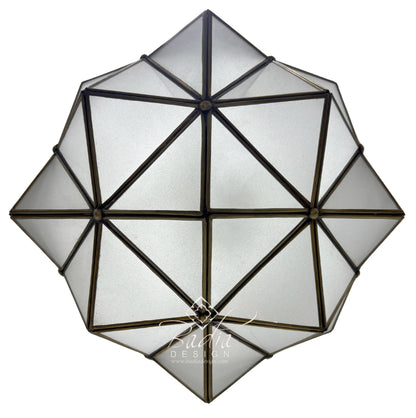 Moroccan Geometric Brass and Glass Lantern