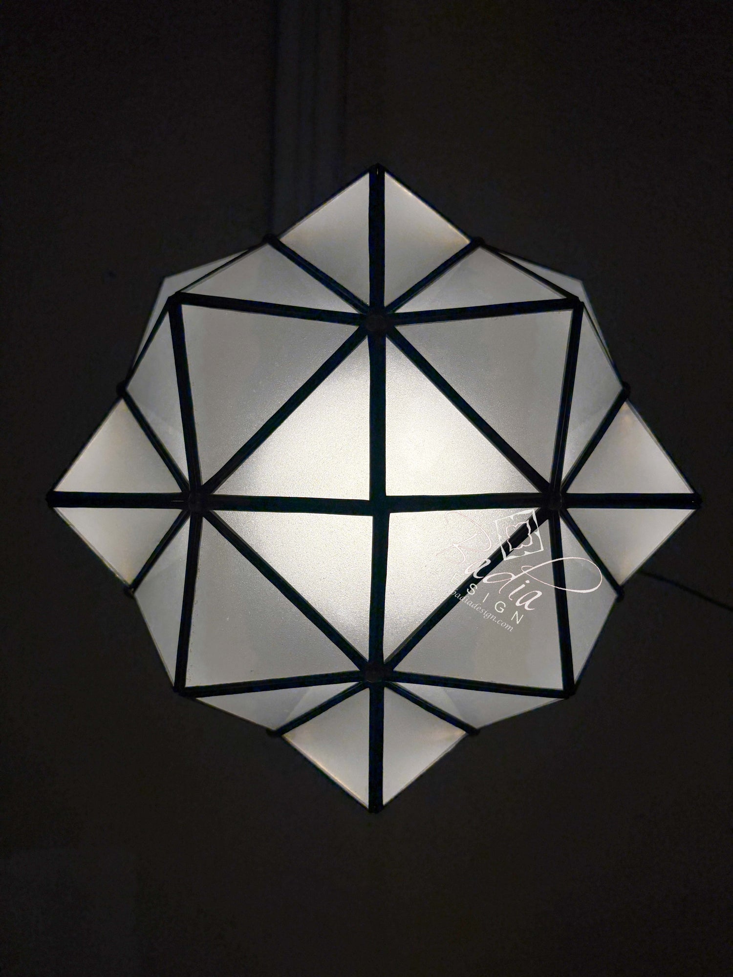 Moroccan Geometric Brass and Glass Lantern
