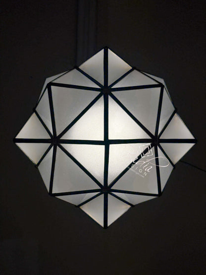 Moroccan Geometric Brass and Glass Lantern