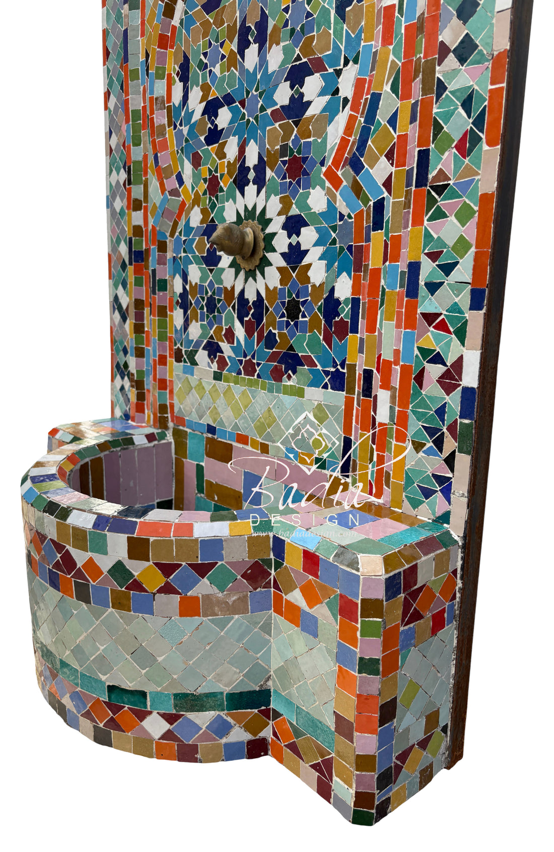 Geometric Multi-Color Tile Water Fountain
