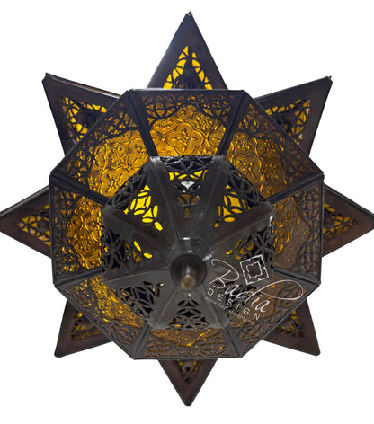 Large Amber Color Glass Lantern