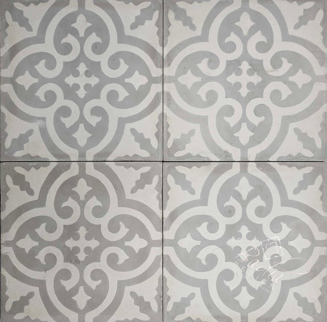 Gray and Off-White Cement Floor Tile - CT138