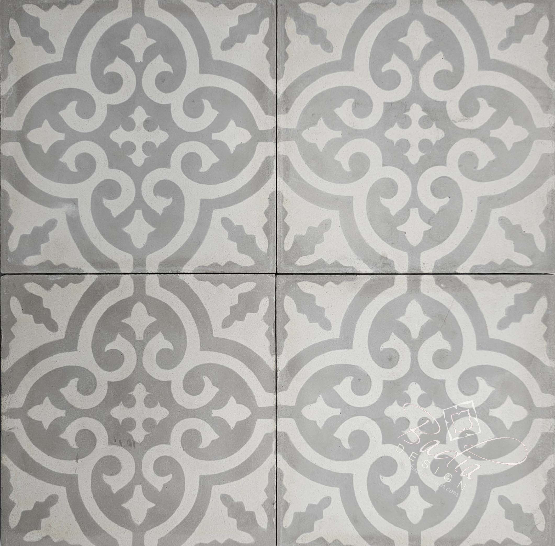 Gray and Off-White Cement Floor Tile - CT138