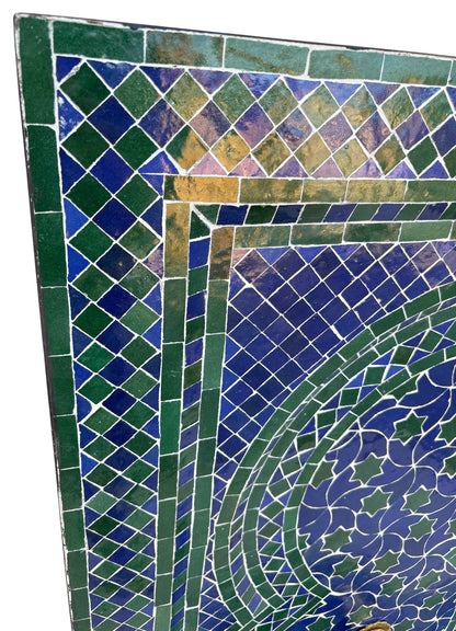 Green and Blue Zellige Tile Wall Fountain