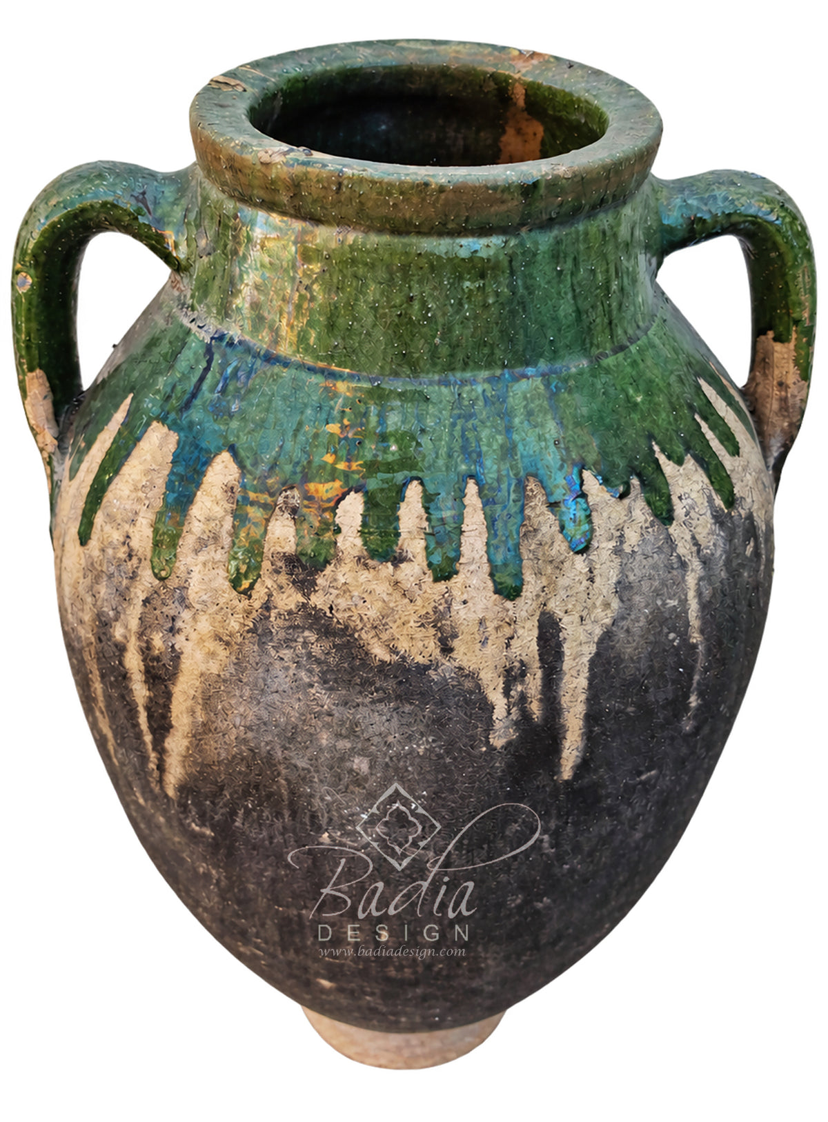 Moroccan Green Drip-Glaze Ceramic Planter