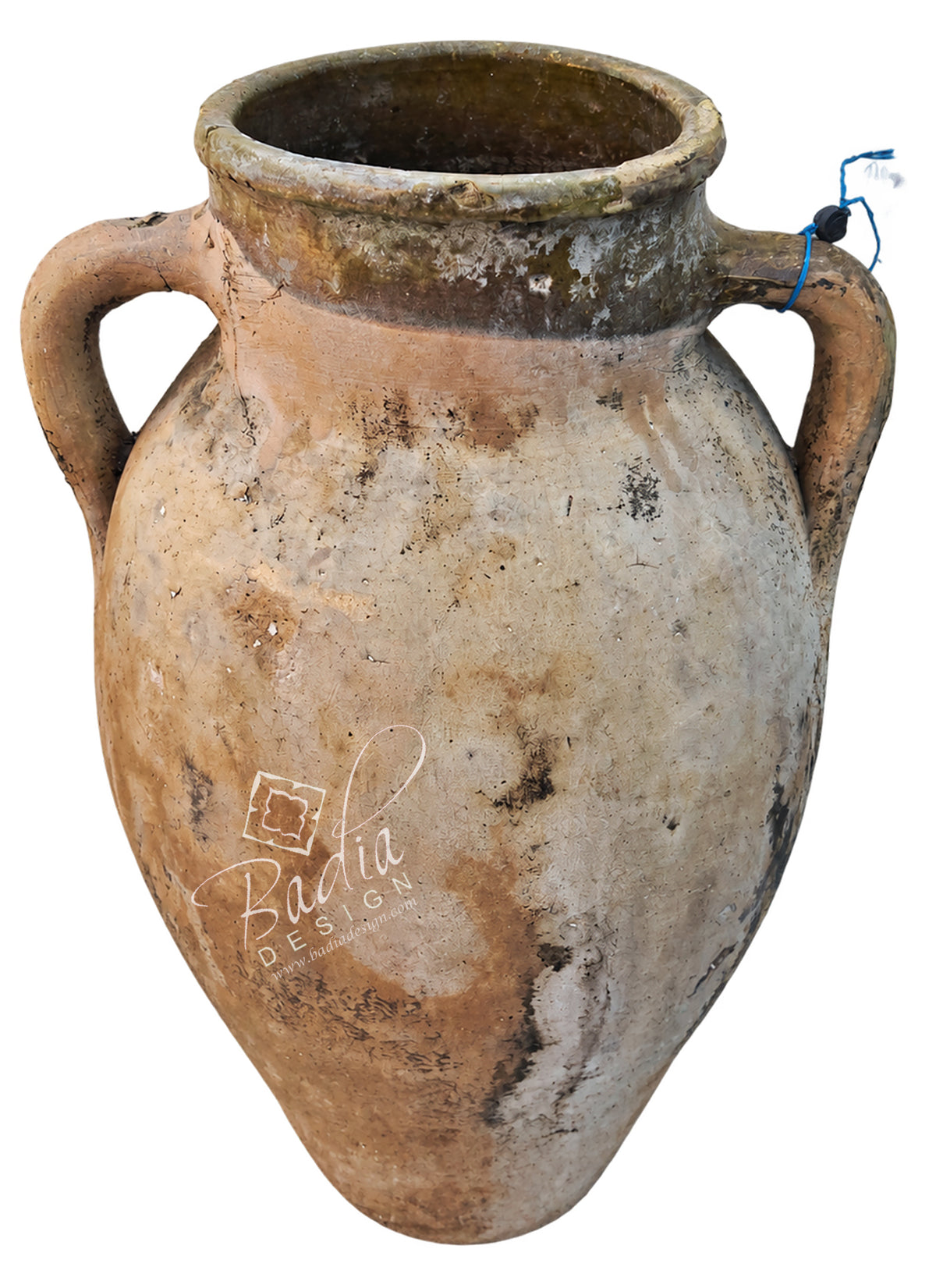 Vintage Moroccan Beige Clay Planter with Handles