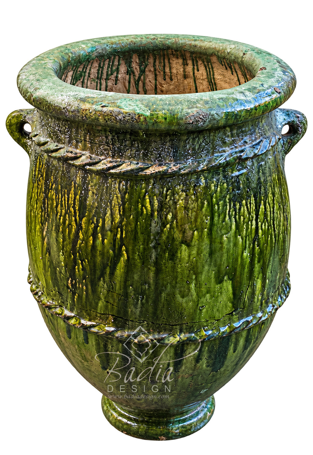 Moroccan Green Glazed Tamegroute Ceramic Outdoor Planter