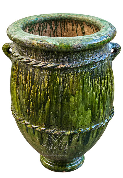 Moroccan Green Glazed Tamegroute Ceramic Outdoor Planter