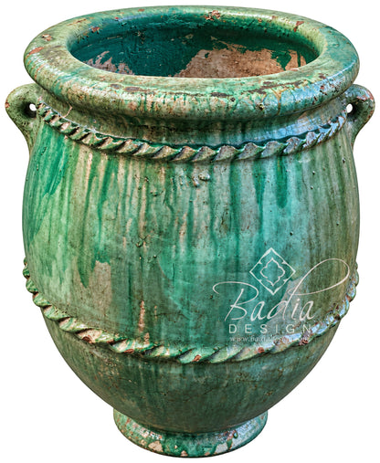 Moroccan Green Glazed Tamegroute Ceramic Outdoor Planter