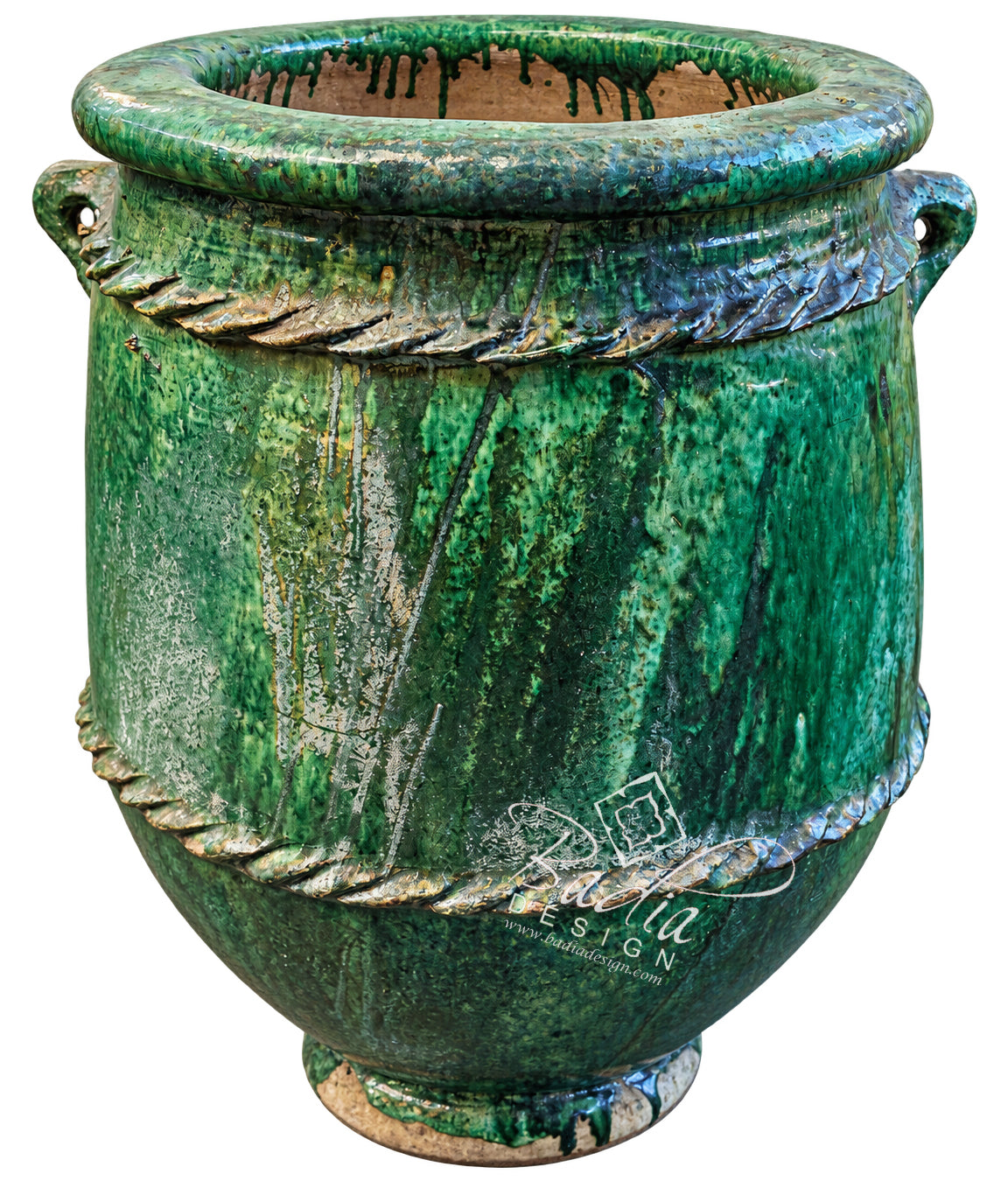 Moroccan Large Green Glazed Tamegroute Ceramic Outdoor Planter