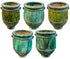 Set of 5 large green tamegroute outdoor planters