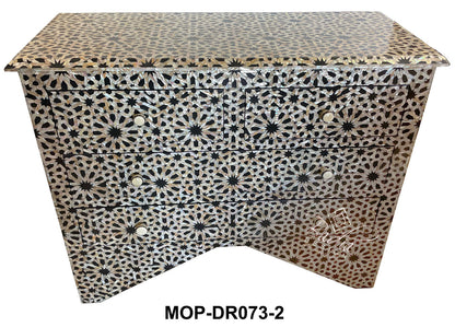 Black Mother of Pearl Inlay Dresser with 4 Drawers