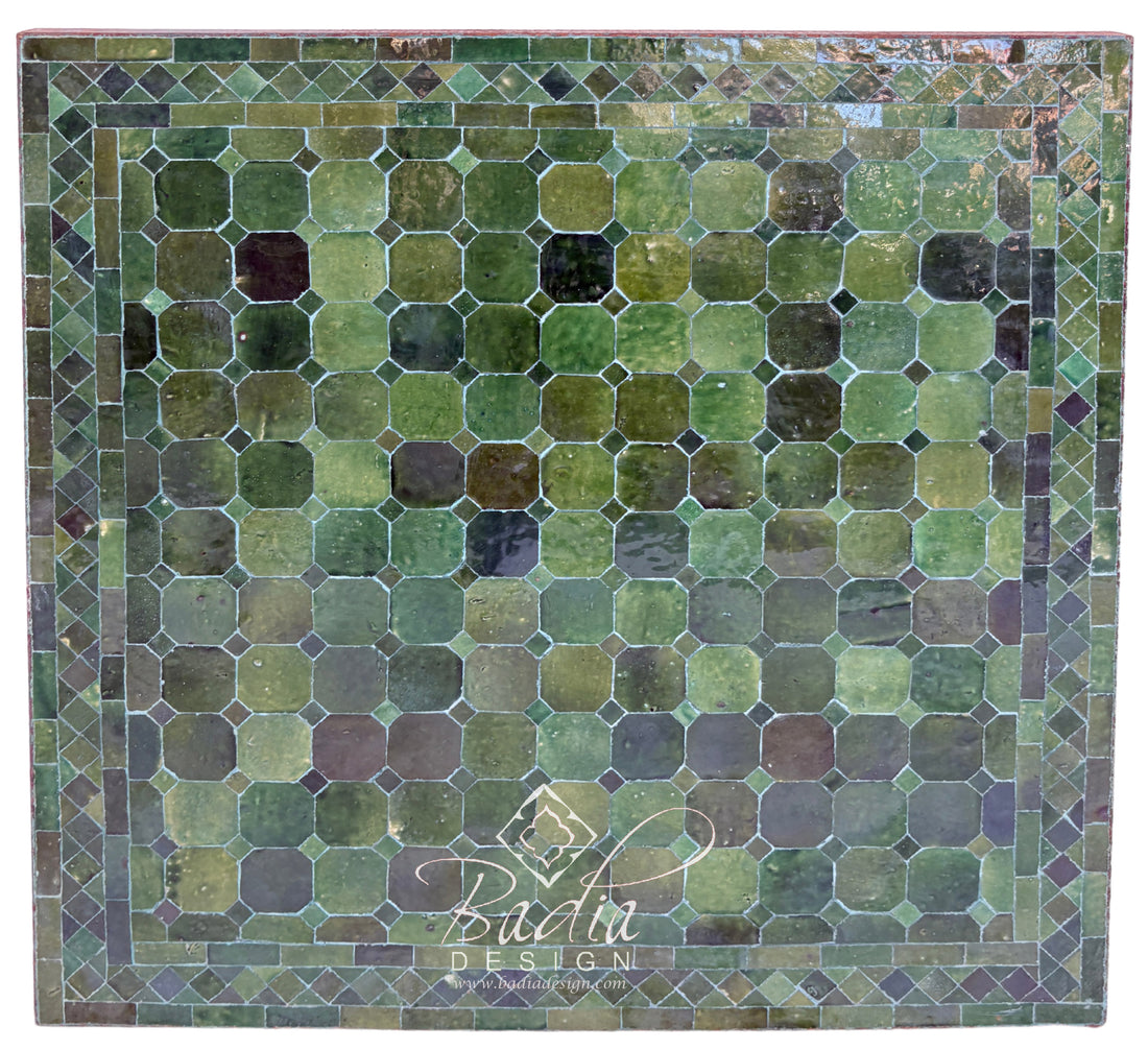 30" Square Multi-Shade Green Tile Table Top