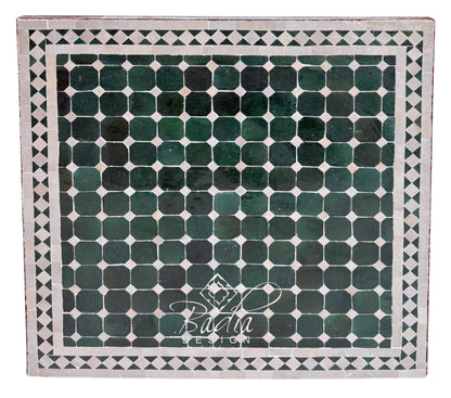 30" Square Green and Off-White Tile Table Top