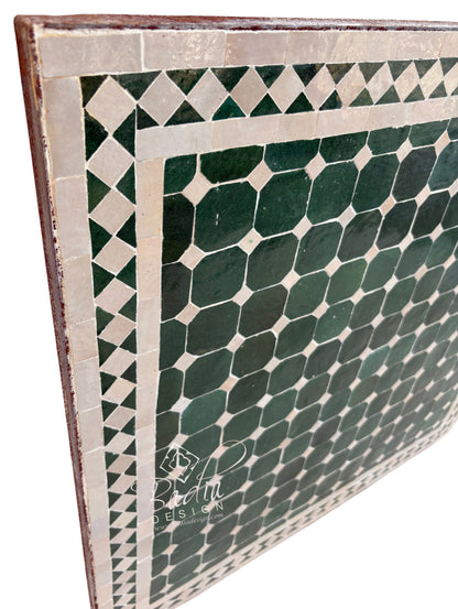 30" Square Green and Off-White Tile Table Top