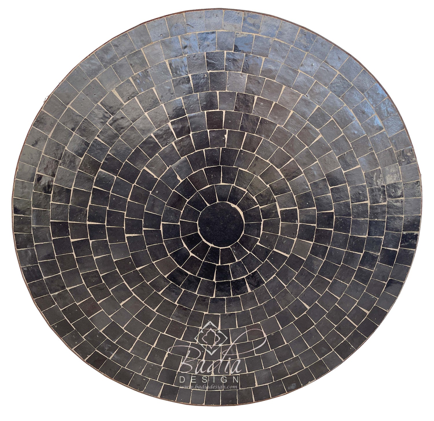 Solid Black Moroccan Mosaic Ceramic Tile Table Top