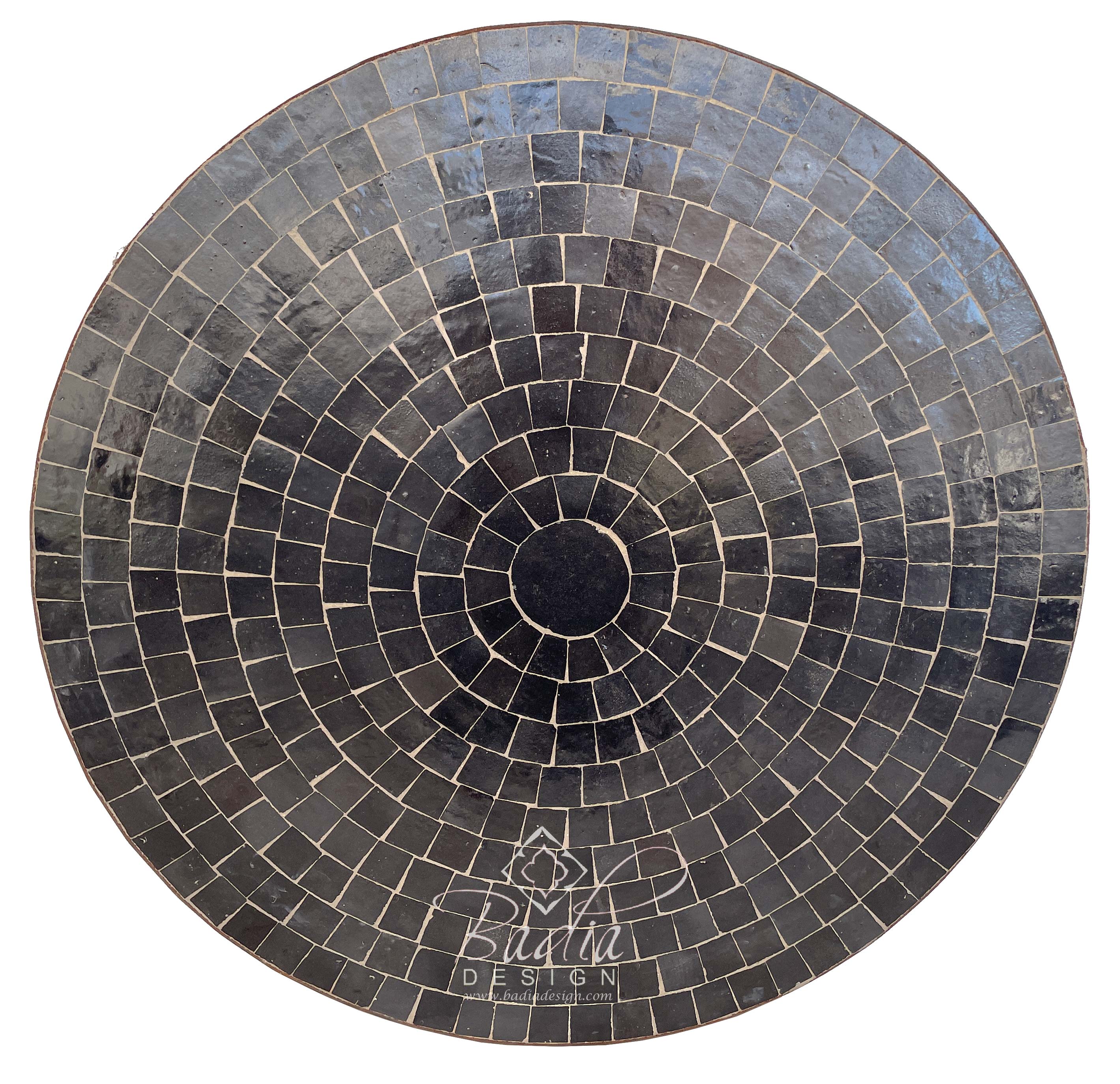 Solid Black Moroccan Mosaic Ceramic Tile Table Top