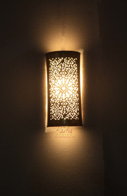 Half Cylinder Brass and Silver Wall Sconce