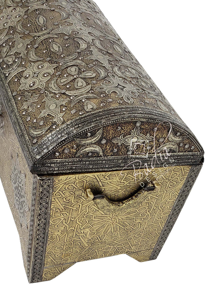 Hand Carved Metal Embossed Brass Trunk