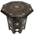 Moroccan Hand Carved Dark Stained Wooden Side Table with Inlay
