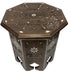 Moroccan Hand Carved Dark Wood Side Table with Inlay