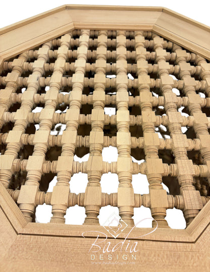 Hand Carved Moroccan Moucharabieh Wood Table