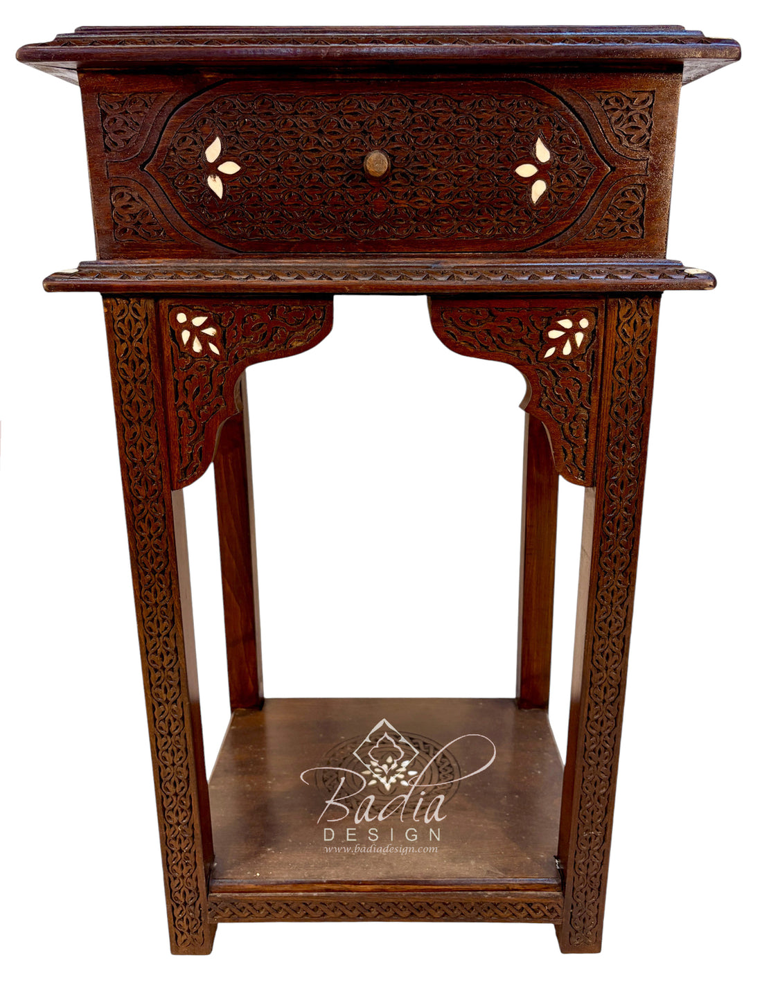Hand carved Moroccan dark stained console