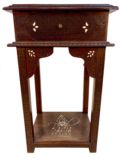 Hand carved Moroccan dark stained console