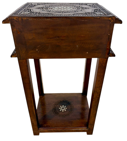Hand-Carved Wooden Console with Mother-of-Pearl Inlay