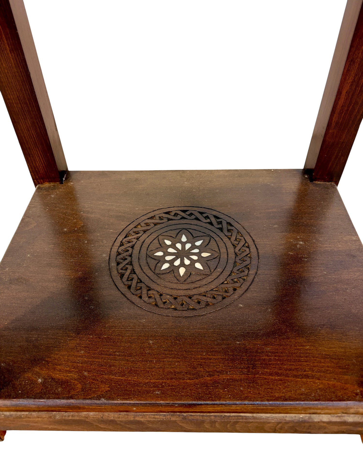 Hand-Carved Wooden Console with Mother-of-Pearl Inlay