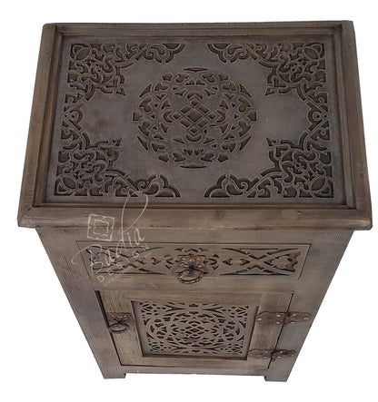 Hand Carved Wooden Nightstand