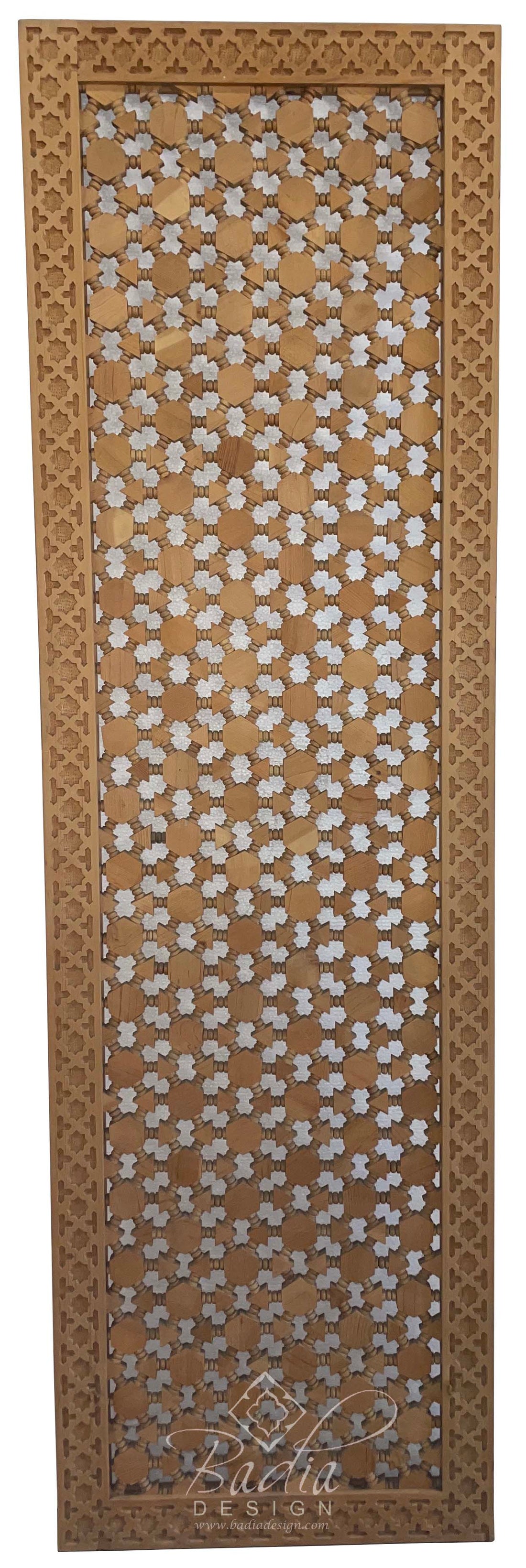 Moroccan Tall Hand Carved Moucharabieh Wood Panel
