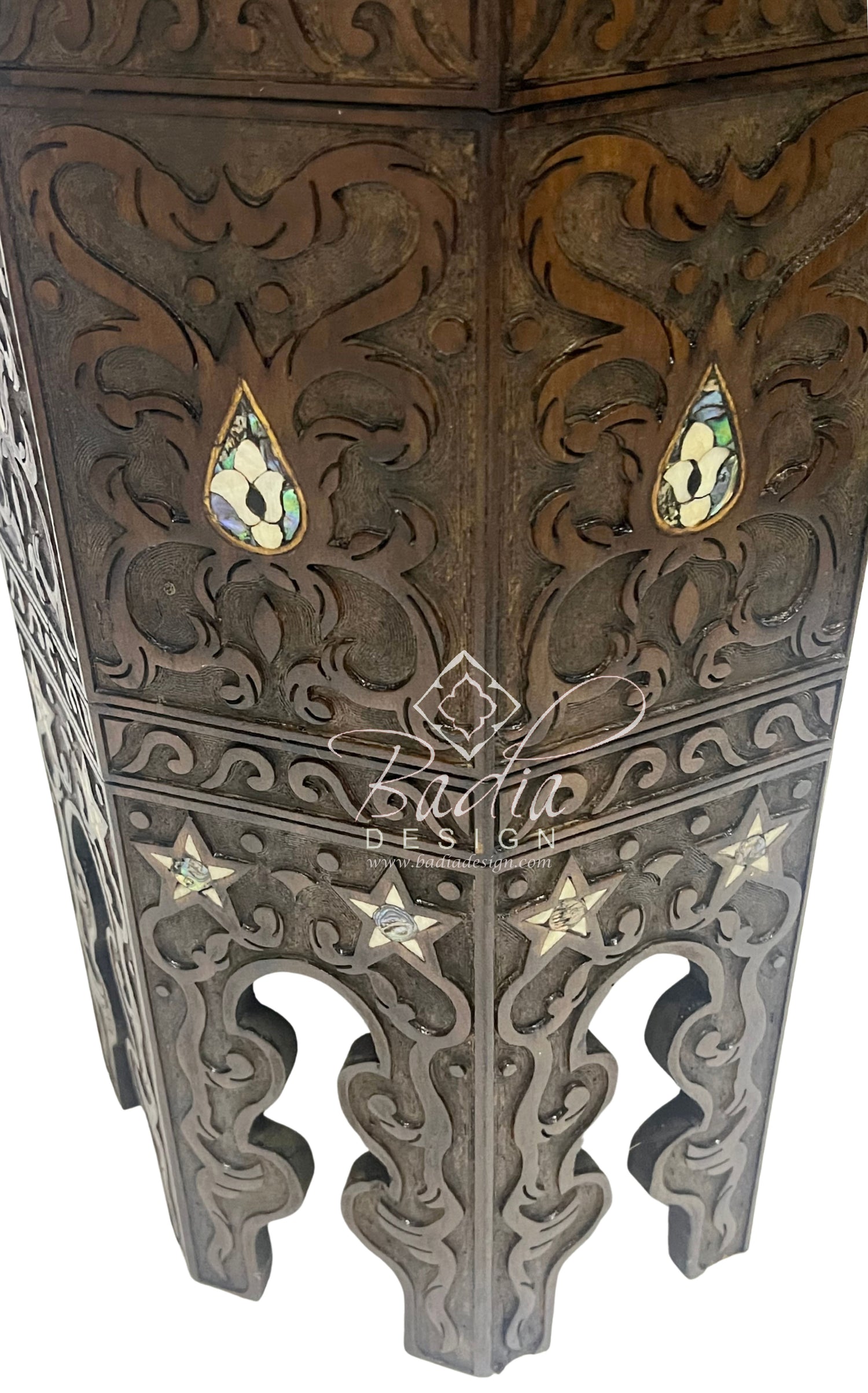Handcrafted Tall Moroccan Side Table with Inlay