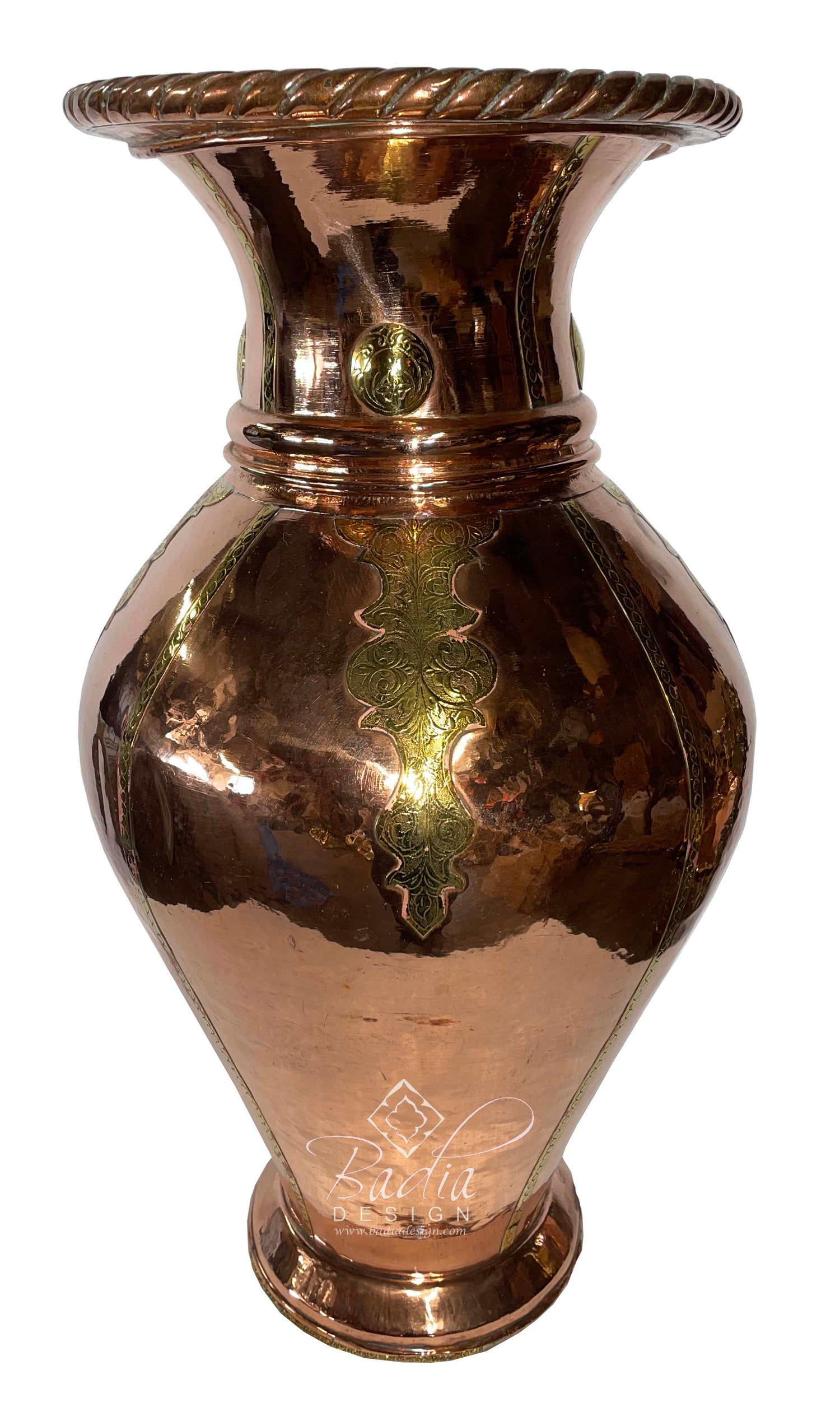 Regal Moroccan Hand Forged Copper Vase