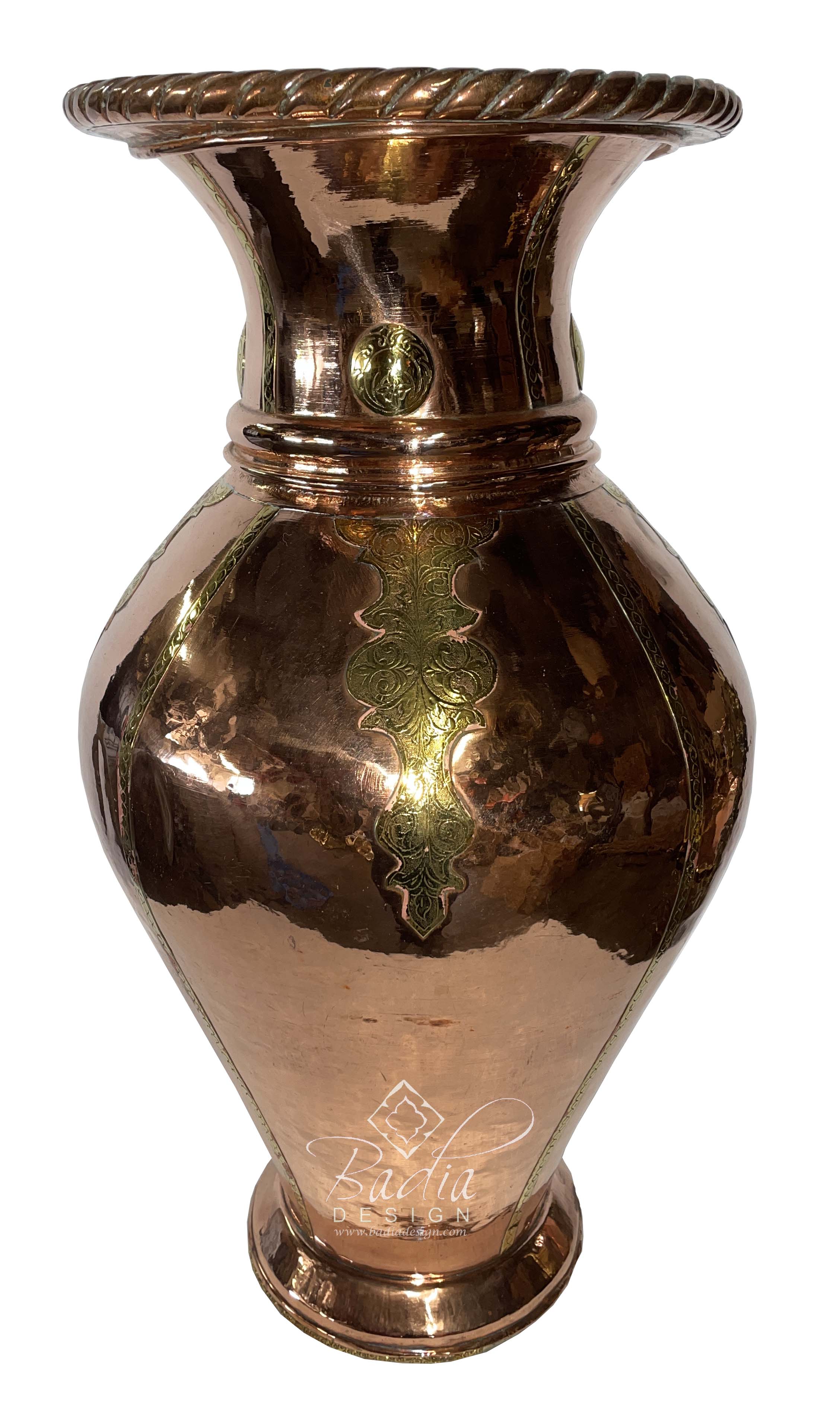 Regal Moroccan Hand Forged Copper Vase