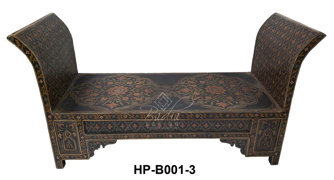 Cedar Wood Hand Painted Bench