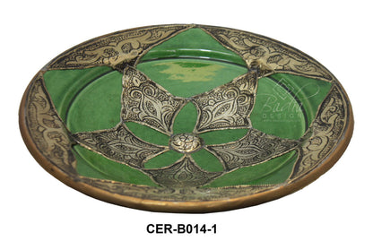 Hand Painted Ceramic Bowl with Embossed Metal