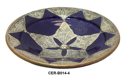 Hand Painted Ceramic Bowl with Embossed Metal